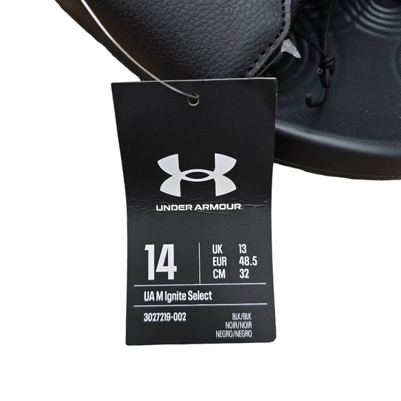 NWT Under Armour Ignite Select Slides, Black/Ultimate Black, Size 14 - Picture 6 of 6